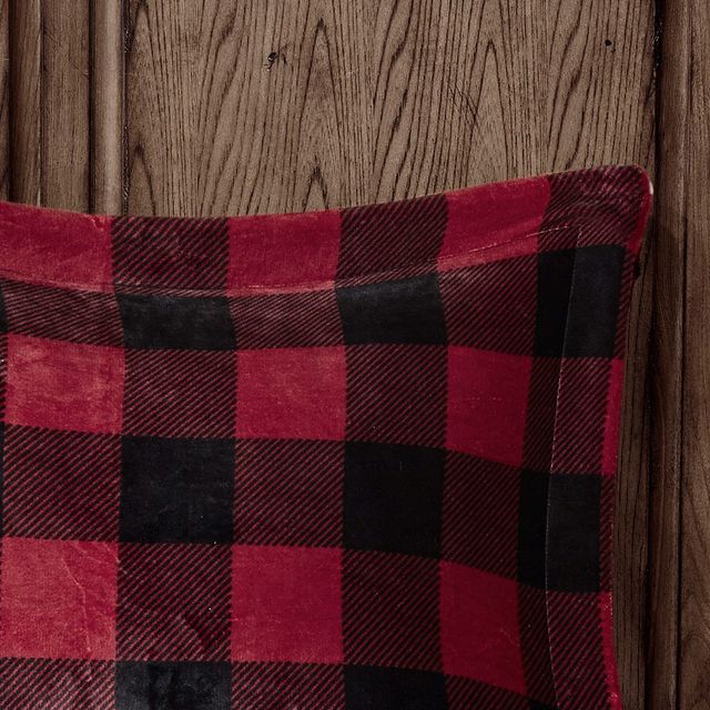 Olliix by Woolrich Alton Black Buffalo Check and Red Twin Plush to Sherpa Down Alternative Comforter Set-2