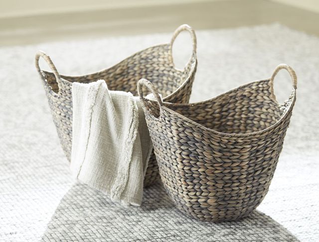 Signature Design by Ashley® Perlman 2-Piece Antique Gray 16" Basket Set-1