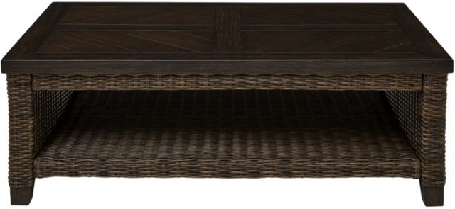 Signature Design by Ashley® Drakes Beach Dark Brown Aluminum Outdoor Coffee Table-2
