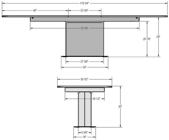 Amisco Customizable Lucarelli 120" Rectangular Extendable Table with 1" Birch Veneer Top and 1 Leaf-3