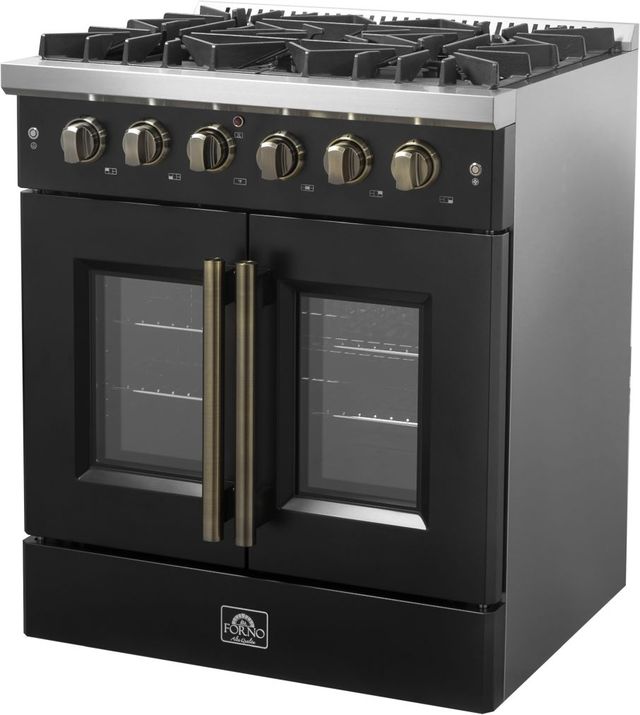 FORNO® Galiano Series Alta Qualita 30" Black Pro Style Gas Range -2