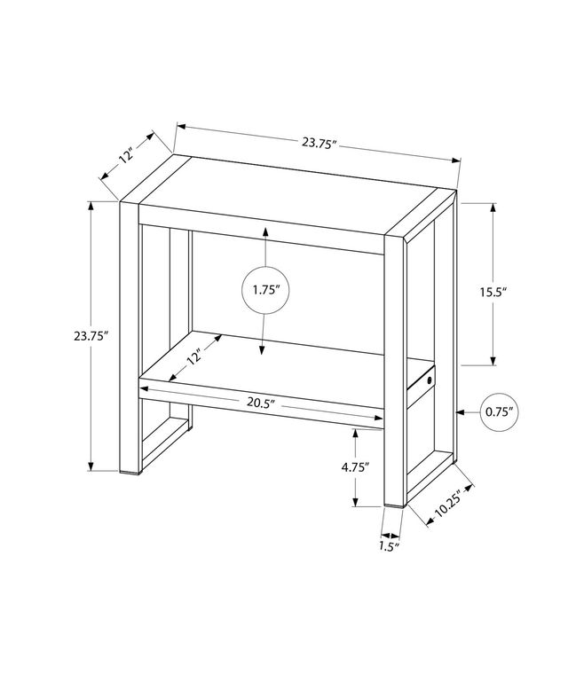 Monarch Specialties Inc. Mango Wood-Look Accent Table with Black Metal Frame-2