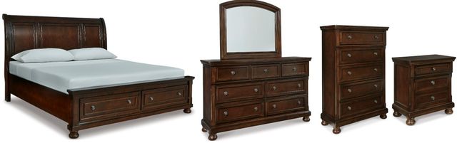 Millennium® by Ashley Porter 5-Piece Rustic Brown Queen Sleigh Bed Set-0