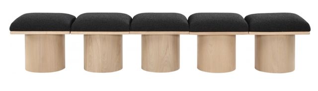 Meridian Furniture Pavilion 5-Piece Black/Natural 90" Modular Bench Set-1