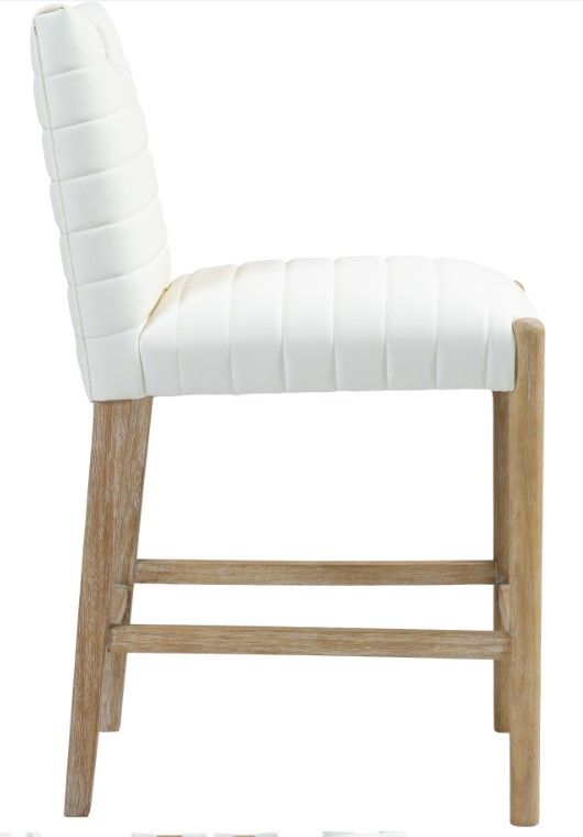 Meridian Furniture Aimee Cream/Natural Leather Counter Stool-3