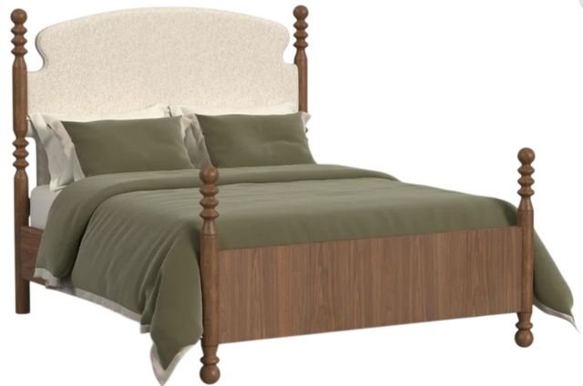 Flexsteel® Azalea Oatmeal/Walnut Queen Upholstered Panel Bed-0