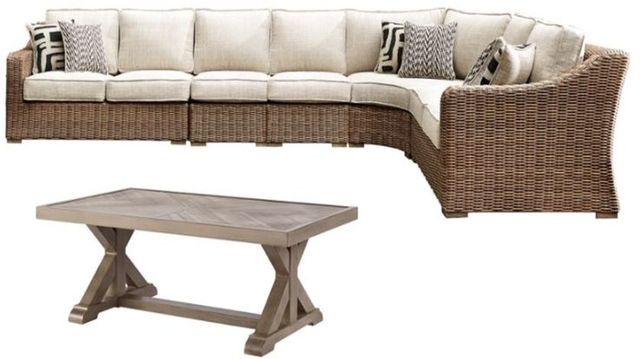 Signature Design by Ashley® Beachcroft 6-Piece Beige Outdoor Seating Set-0