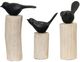 StyleCraft Black Birds Sitting on Beige Log Sculpture-0