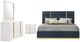 Coaster® Ines 4-Piece Navy/White High Gloss Queen Panel Bedroom Set-0