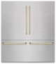 ZLINE Autograph Edition 72" 39.6 Cu. Ft. Satin Stainless Steel Built-In French Door Refrigerator with Graphite Gray Interior and Polished Gold Accents-0