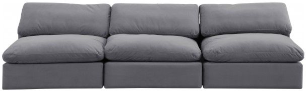Meridian Furniture Comfy 3-Piece Gray Velvet Armless Sofa -1