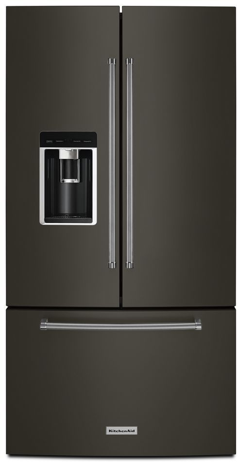 KitchenAid® 36 in. 23.8 Cu. Ft. Black Stainless Steel with PrintShield™ Finish Counter Depth French Door Refrigerator-0