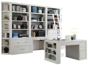 Parker House® Catalina 8-Piece Cottage White Corner Library Wall with Writing Desk Set