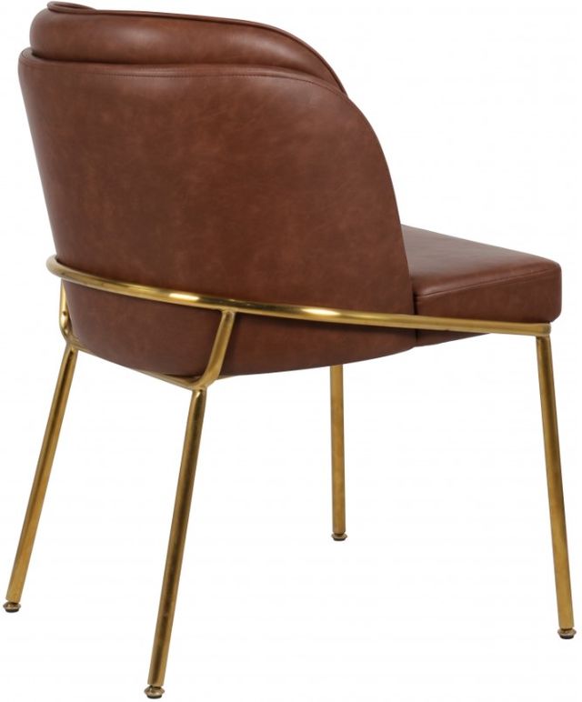 Meridian Furniture Jagger Brown/Gold Vegan Leather Dining Side Chair-4