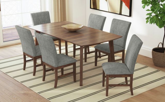 Elements International Santa Barbara 7-Piece Dark Gray/Walnut Rectangular Dining Set-1
