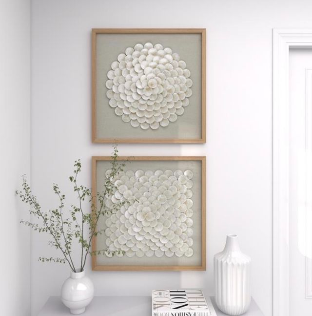 Deco Marche 2-Piece Overlapping Shells Shadow Cream Wall Art-3