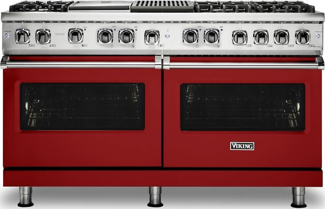 Viking® Professional 5 Series 60" Pro Style Dual Fuel Range-Apple Red-0