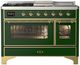 Ilve® Majestic III 48" Emerald Green Pro Style Dual Fuel Natural Gas Range with 5 Black Brass Burners and Brass Trim-0