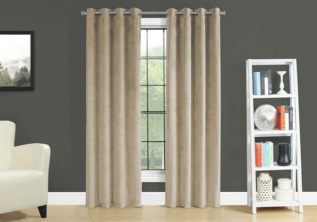 Monarch Specialties Inc. 2-Piece Beige 52" x 84" Room Darkening Curtain Panel Set-1