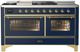 Ilve® Majestic III 60" Midnight Blue Pro Style Dual Fuel Natural Gas Range with French Top and Brass Trim-0