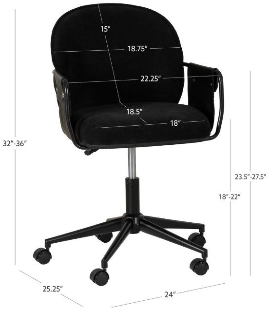 Linon Kamryn Black Office Chair-2