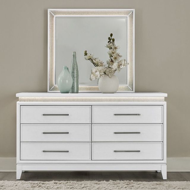 Liberty Furniture Reflections Pearl White/Rhinestone Dresser and Mirror-1