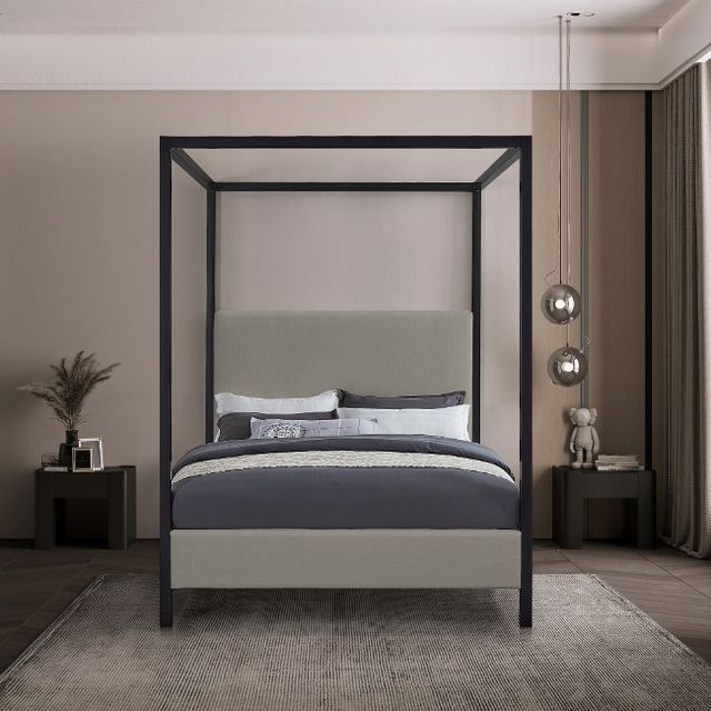Meridian Furniture James Grey Queen Upholstered Canopy Bed-3