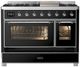 Ilve® Majestic III 48" Glossy Black Freestanding Dual Fuel Natural Gas Range with Triple Glass Door and Chrome Trim-1