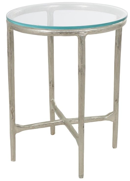 Deco Marche U Select Glass Top Accent Table with Silver Base-1
