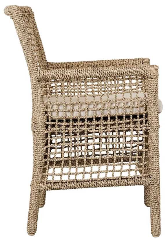 Classic Home Brisbane Natural Rope Outdoor Dining Chair with Cushion-3
