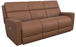front view of the La-Z-Boy® Apollo Caramel Leather Power Reclining Sofa with Headrest