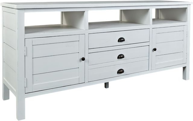 Jofran Inc. Artisan's Craft Distressed Weathered White 70" Media Console-0