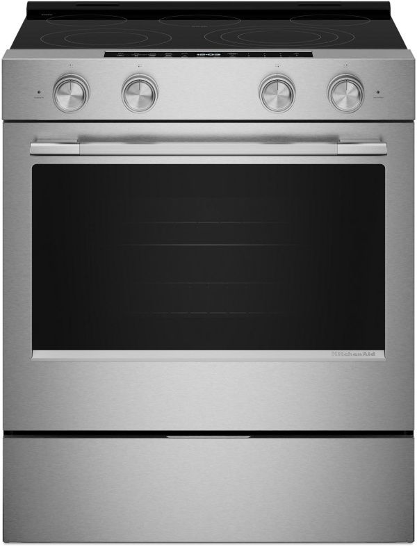 KitchenAid® 30" 5-Burner PrintShield™ Stainless Finish Glass-Top Slide-In Electric Range-0
