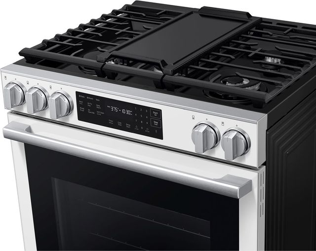 Samsung Bespoke 30" White Glass Smart Slide-In Gas Range with True Convection-3