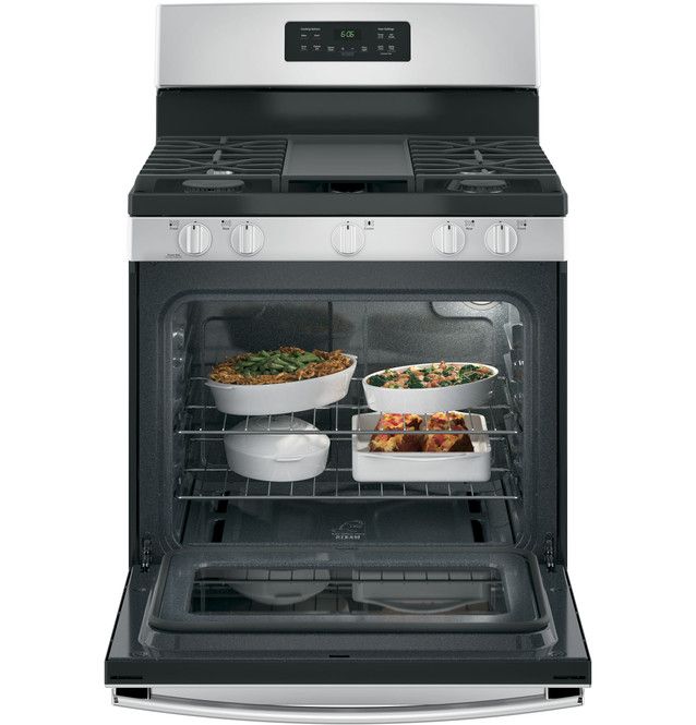 GE® 30" Black/Stainless Steel Freestanding Gas Range-3
