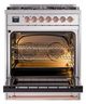 Ilve® Nostalgie II Noblesse 30" Stainless Steel Pro Style Dual Fuel Range with Copper Trim-2