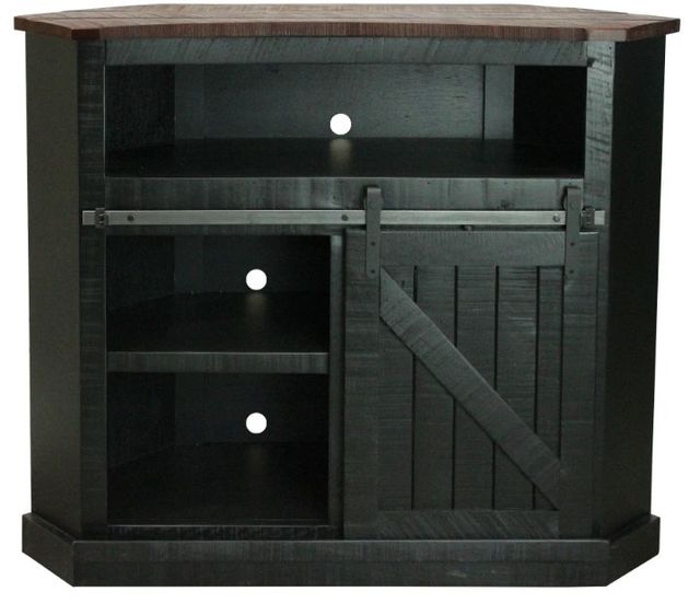 American Heartland Manufacturing Rustic Two-Tone Tall Alcove Corner TV Stand-2