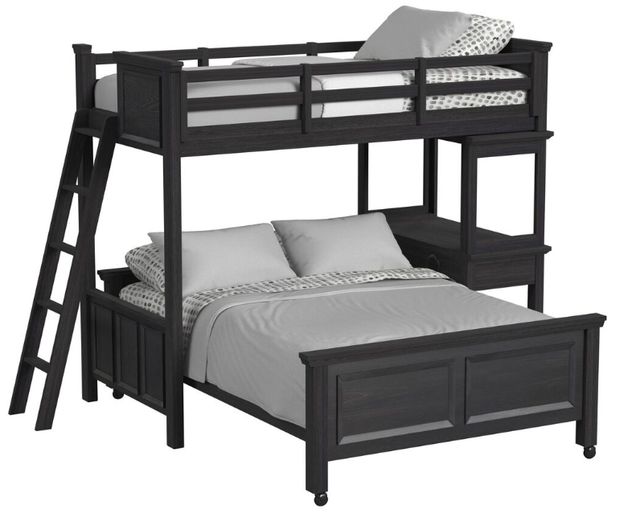 Elements International Hampton Kids Charcoal Twin/Full Youth Loft Bed with Ladder and Desk-0