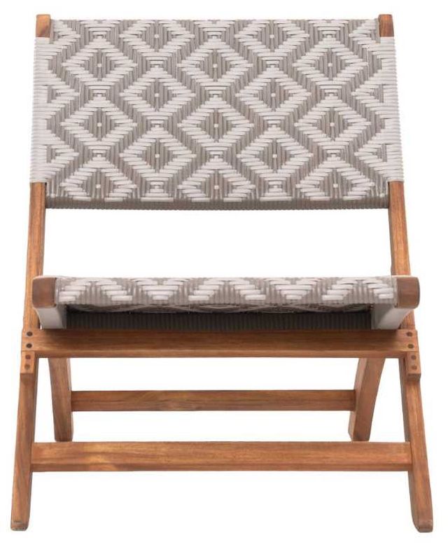 Zuo® Modern Tide Gray/Natural Wood Outdoor Lounge Chair-1