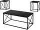 Monarch Specialties Inc. 3-Piece Black/Black Marble Living Room Table Set-0