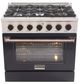 Kucht Professional KNG Series 36" Stainless Steel Pro Style Natural Gas Range with Black Door and Rose Gold Handle-0