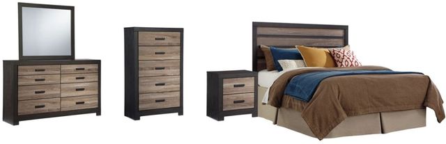 Signature Design by Ashley® Harlinton 5-Piece Warm Gray/Charcoal Queen/Full Panel Headboard Bed Set-0