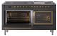 Ilve® Nostalgie II Noblesse 60'' Graphite Matte Pro Style Dual Fuel Range with Brass Trim-3