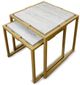 StyleCraft 2-Piece White Marble Top Nesting Table Set with Satin Brass Frame-2