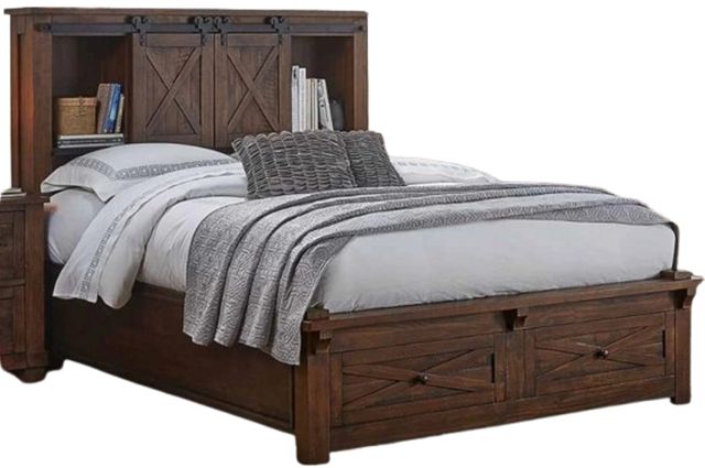 A-America® Sun Valley Rustic Timber King Storage Bookcase Bed-0