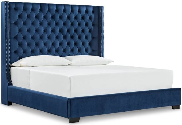 Signature Design by Ashley® Coralayne 5-Piece Blue/Silver King Upholstered Bed Set-1
