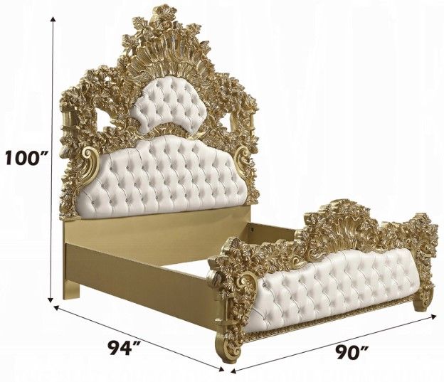 ACME Furniture Bernadette Gold/White Eastern King Panel Bed-2