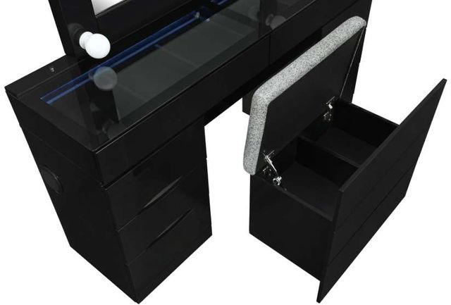 Global Furniture USA Ella 3-Piece Black Vanity Set with Storage Stool-1
