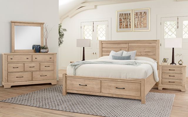 Artisan & Post by Vaughan-Bassett Cool Rustic Clear Maple California King Storage Plank Bed-1