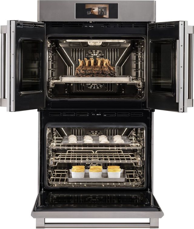 Monogram® Statement 30" Stainless Steel Double Electric Wall Oven with French Doors-2